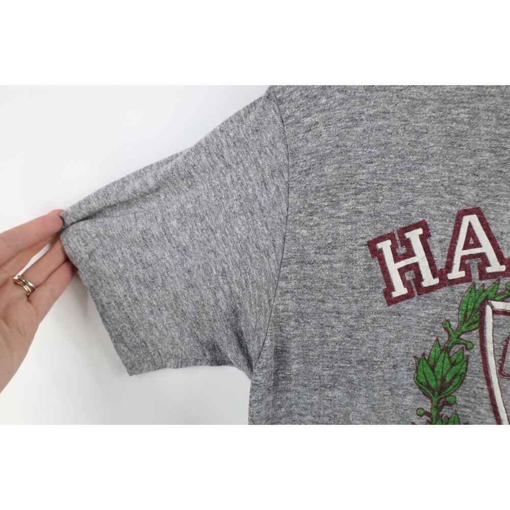 Vtg 70s 80s Mens Small Triblend Harvard University Jersey Knit T-Shirt Gray USA - Picture 5 of 12